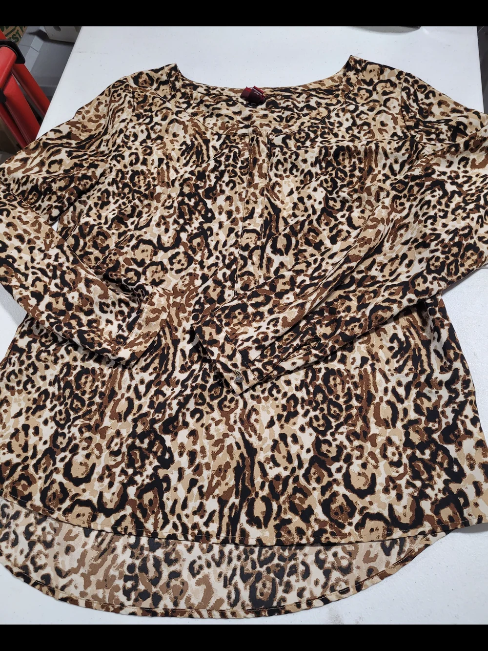 Merona Leopard-Print Long Sleeve Top in Brown and Beige